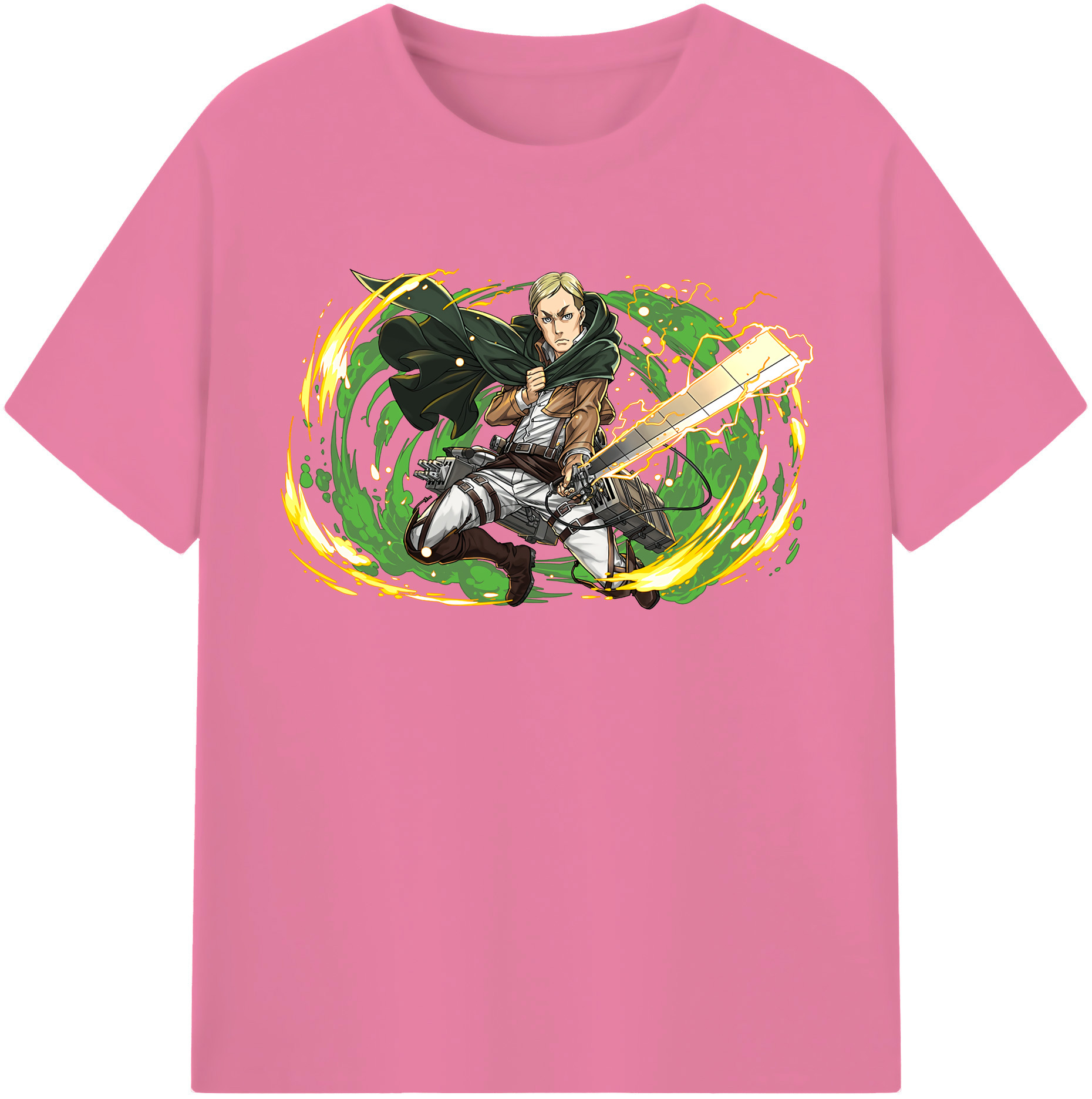 （画像用） 進撃の巨人 エルヴィン・スミス Attack on Titan Erwin Smith 綿100％半袖Tシャツ（フロントプリント）